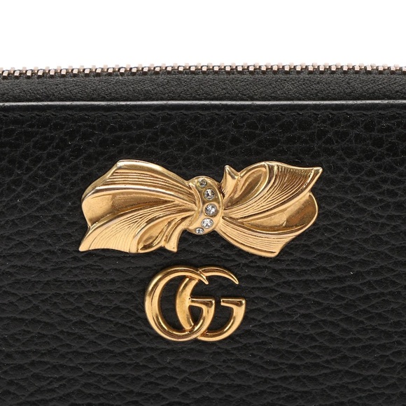 Gucci GG Marmont Zip Around Wallet with Embellished Leather and Bow - Picture 4 of 7